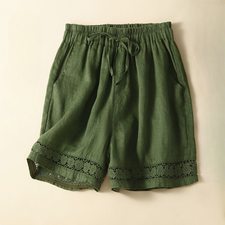 Women's Isabella Linen Drawstring Floral Boho Shorts