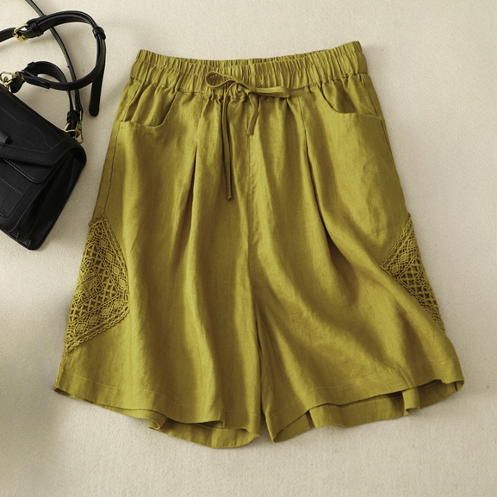Women's Mia Linen Embroidered Boho Drawstring Shorts