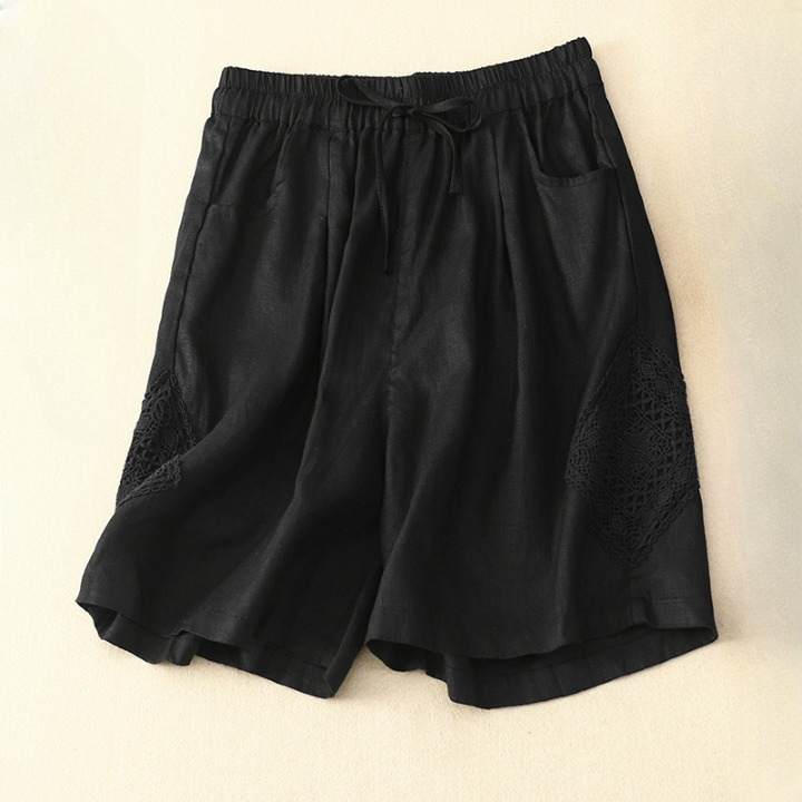 Women's Mia Linen Embroidered Boho Drawstring Shorts