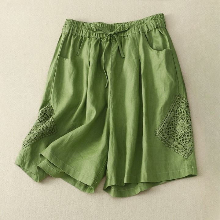 Women's Mia Linen Embroidered Boho Drawstring Shorts