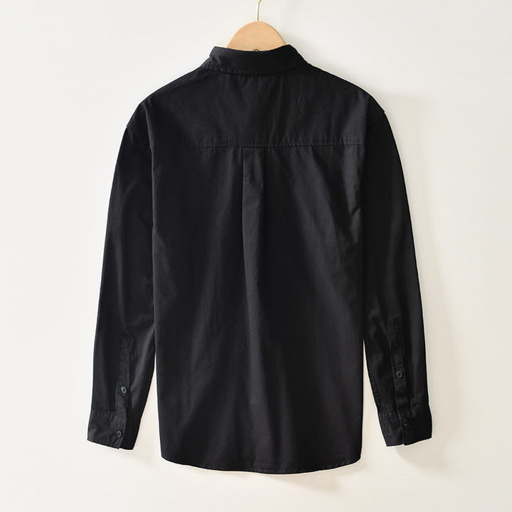 Men’s Colorblock Panel Cotton Shirt – Long Sleeve Button-Up