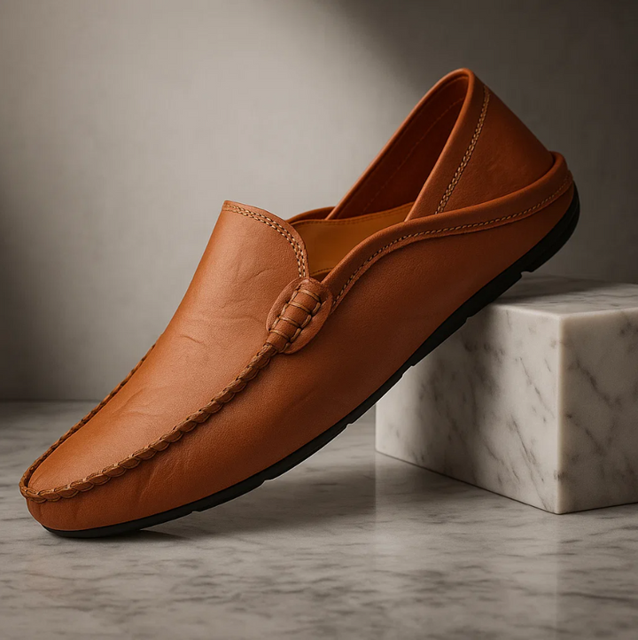 Men’s Genuine Leather Slip-On Loafers | Classic Driving Shoes