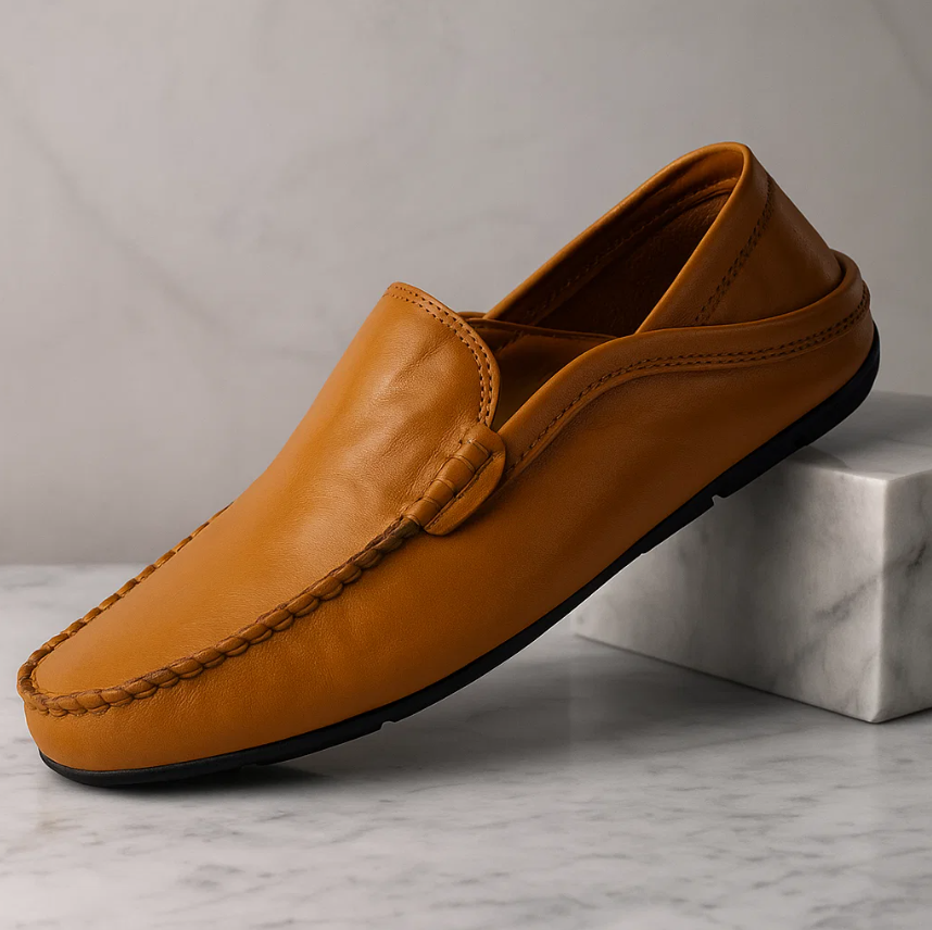 Men’s Genuine Leather Slip-On Loafers | Classic Driving Shoes
