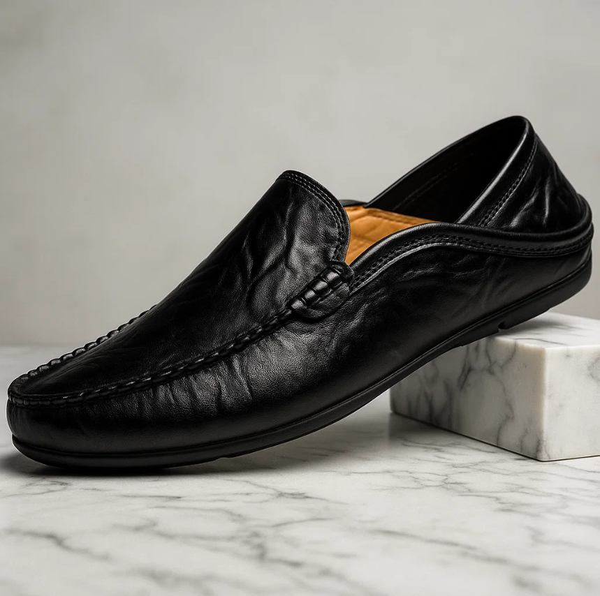 Men’s Genuine Leather Slip-On Loafers | Classic Driving Shoes