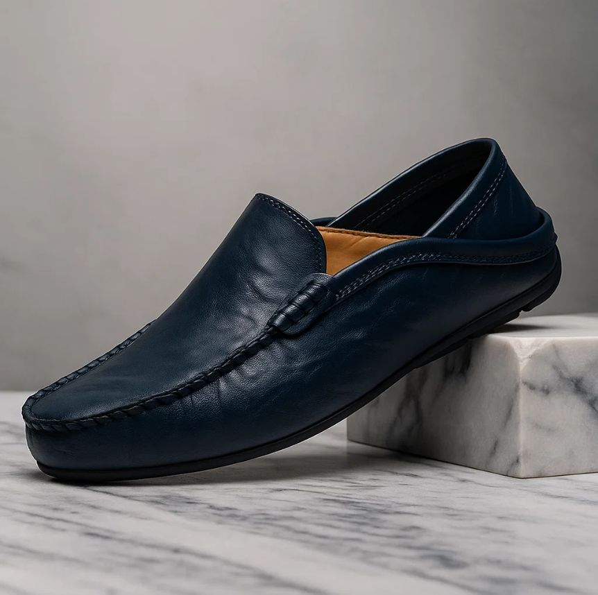 Men’s Genuine Leather Slip-On Loafers | Classic Driving Shoes