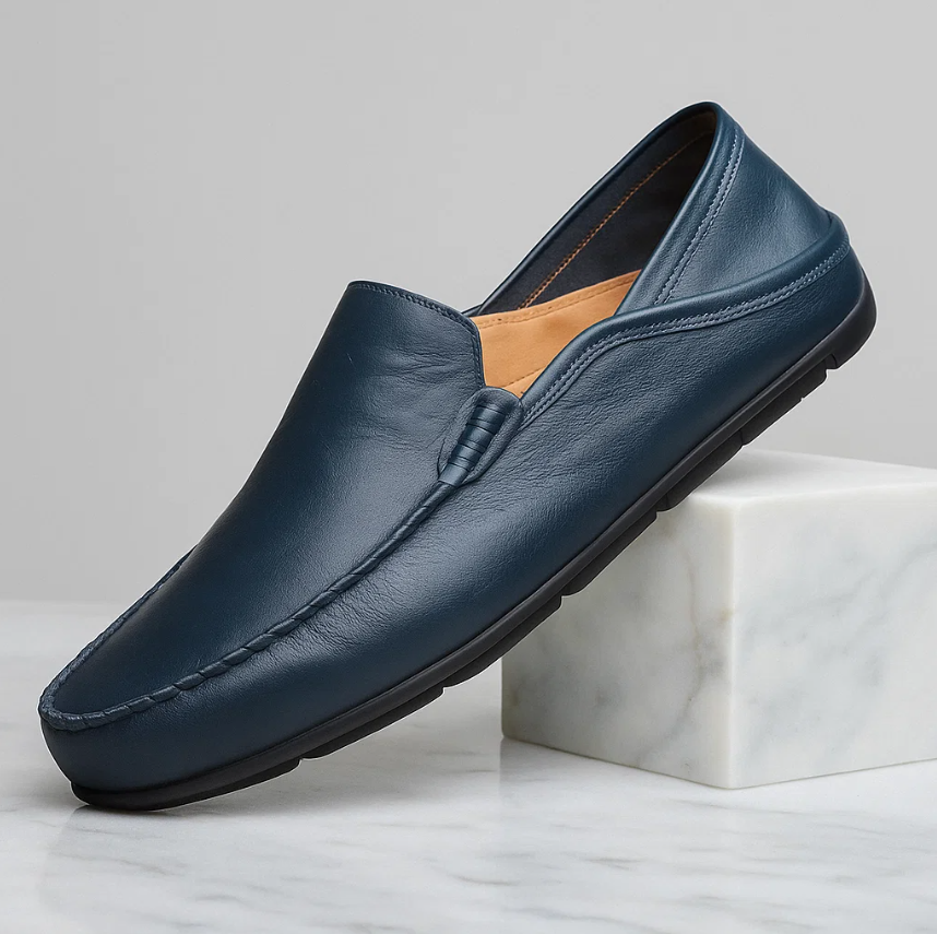 Men’s Genuine Leather Loafers – Soft Comfort Slip-On Shoes