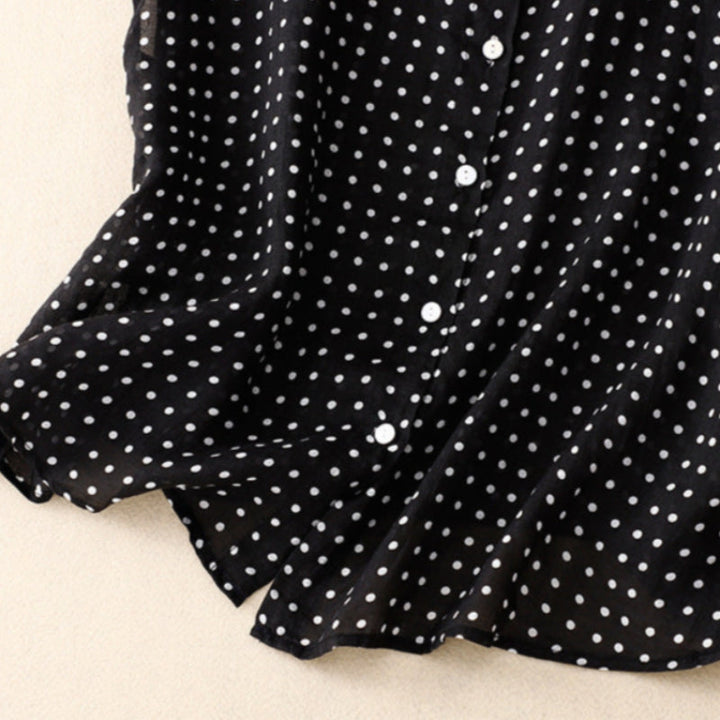Women’s Linen-Cotton Polka Dot Lightweight Blouse