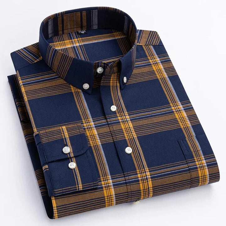 Men’s Classic Plaid Button-Down Long Sleeve Shirt