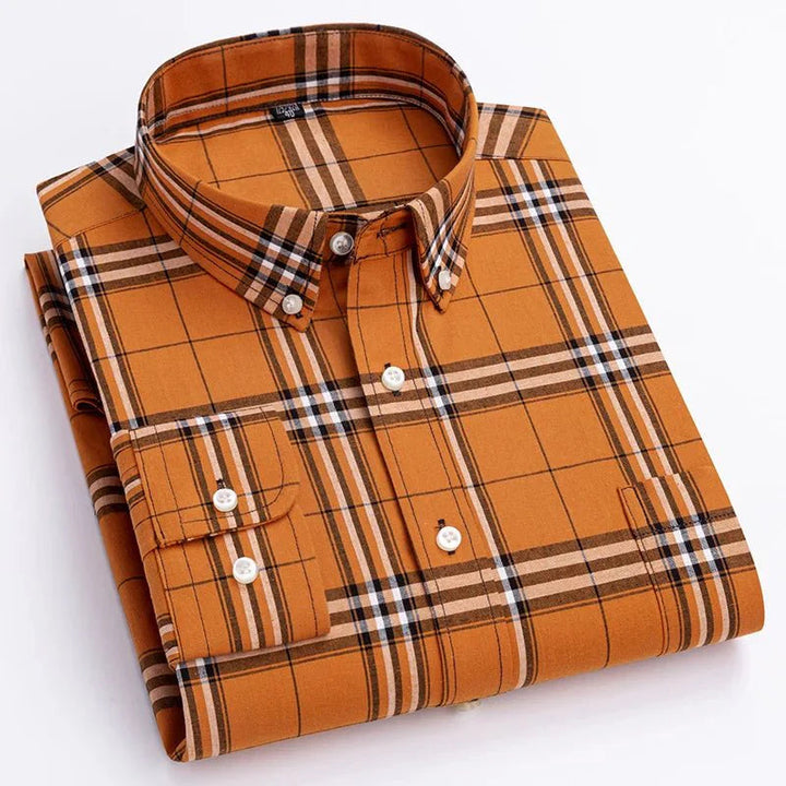 Men’s Classic Plaid Button-Down Long Sleeve Shirt