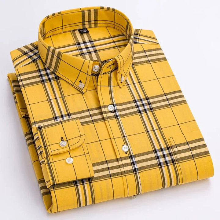 Men’s Classic Plaid Button-Down Long Sleeve Shirt