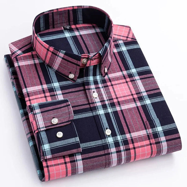 Men’s Classic Plaid Button-Down Long Sleeve Shirt