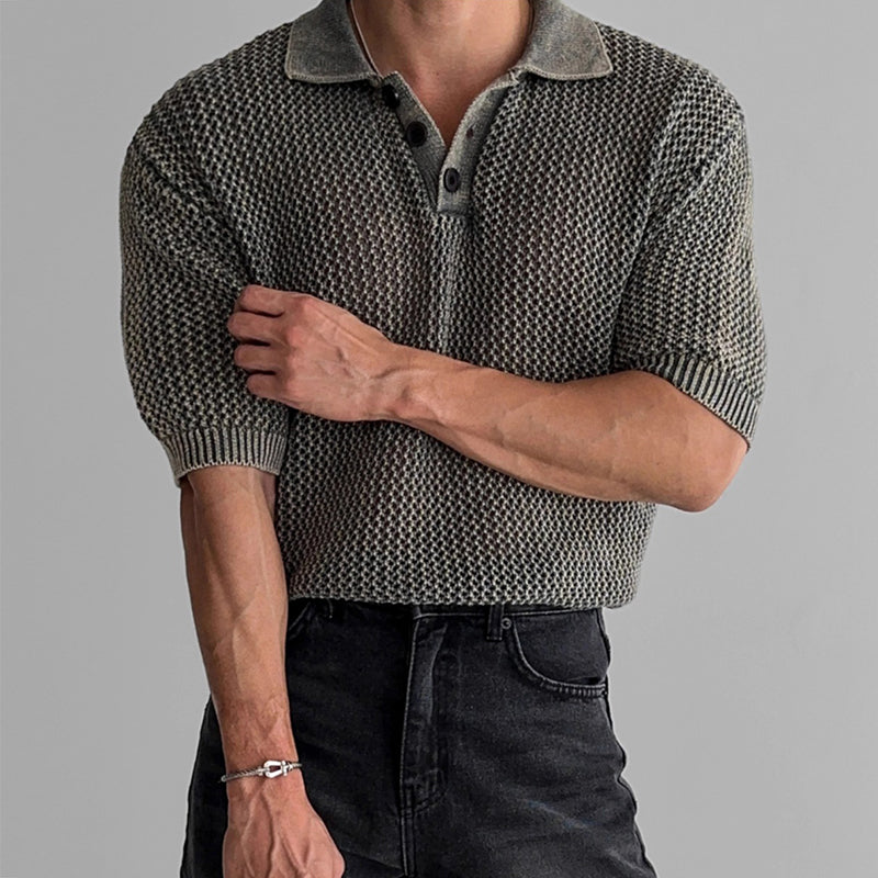 Men’s Vintage Textured Polo Shirt