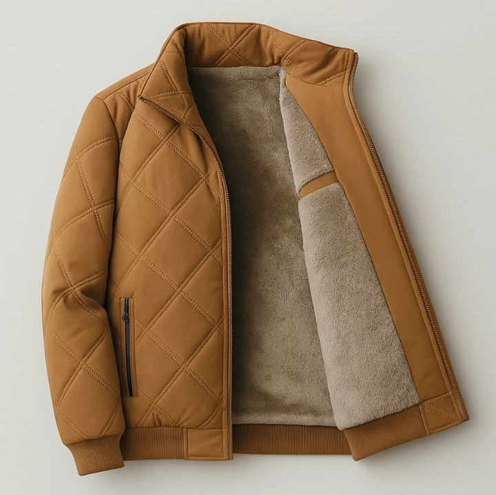 Men’s Quilted Fleece-Lined Jacket | Warm Winter Zip Jacket