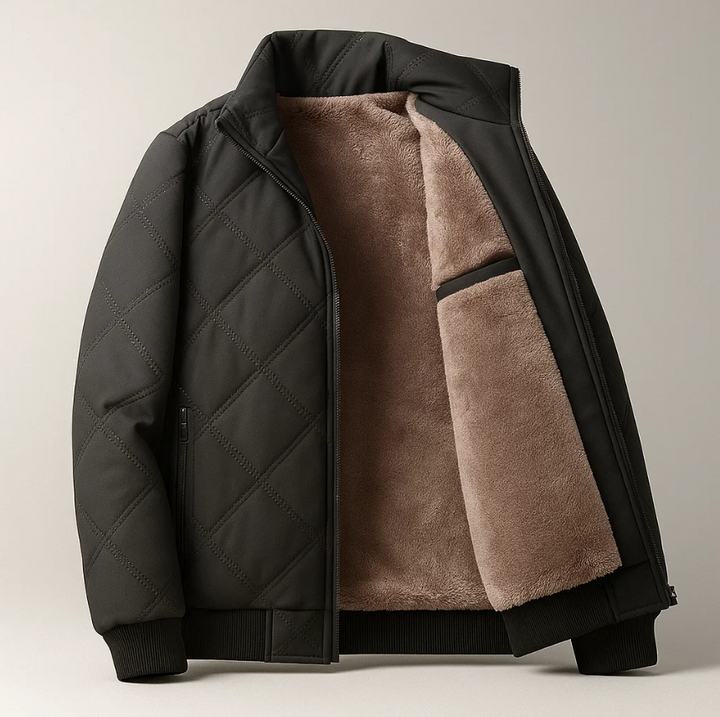Men’s Quilted Fleece-Lined Jacket | Warm Winter Zip Jacket
