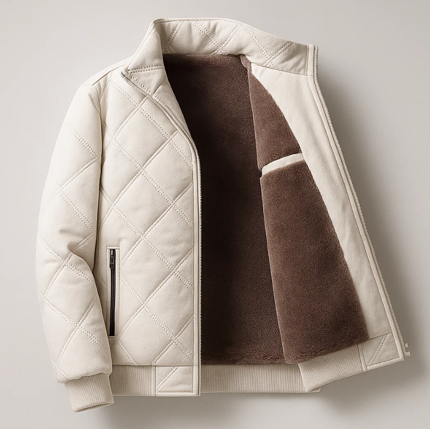 Men’s Quilted Fleece-Lined Jacket | Warm Winter Zip Jacket