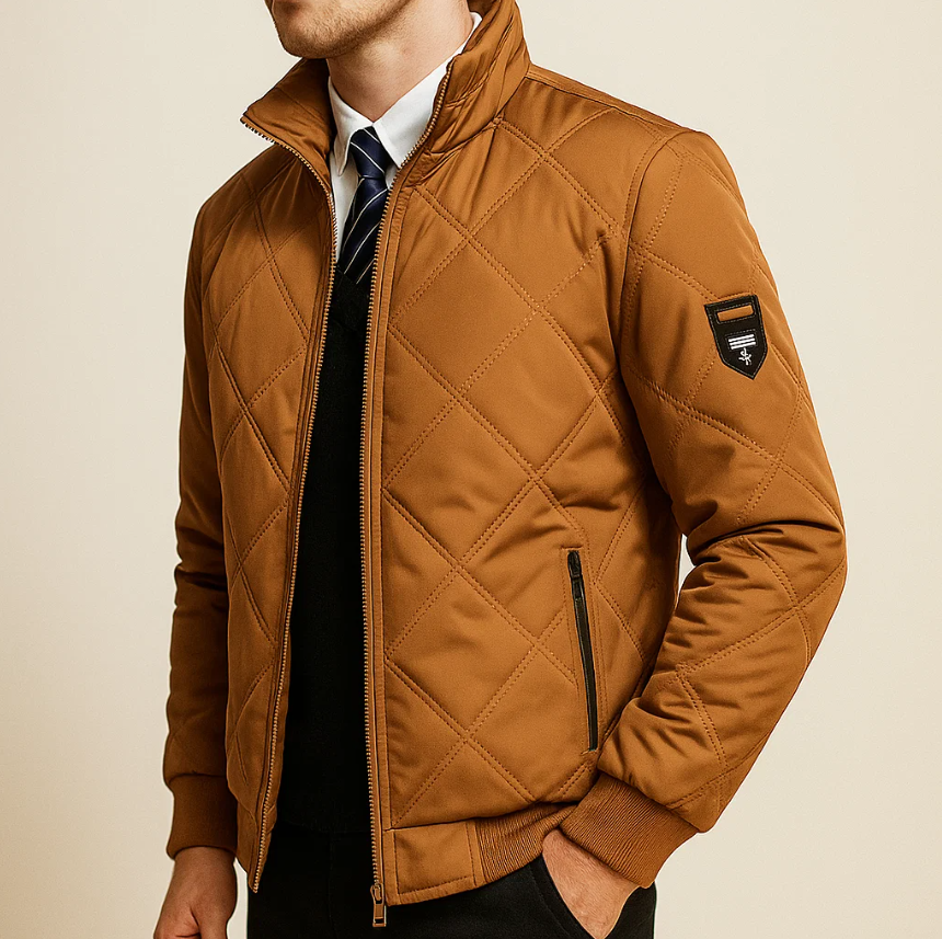 Men’s Quilted Fleece-Lined Jacket | Warm Winter Zip Jacket