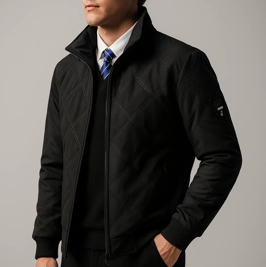 Men’s Quilted Fleece-Lined Jacket | Warm Winter Zip Jacket
