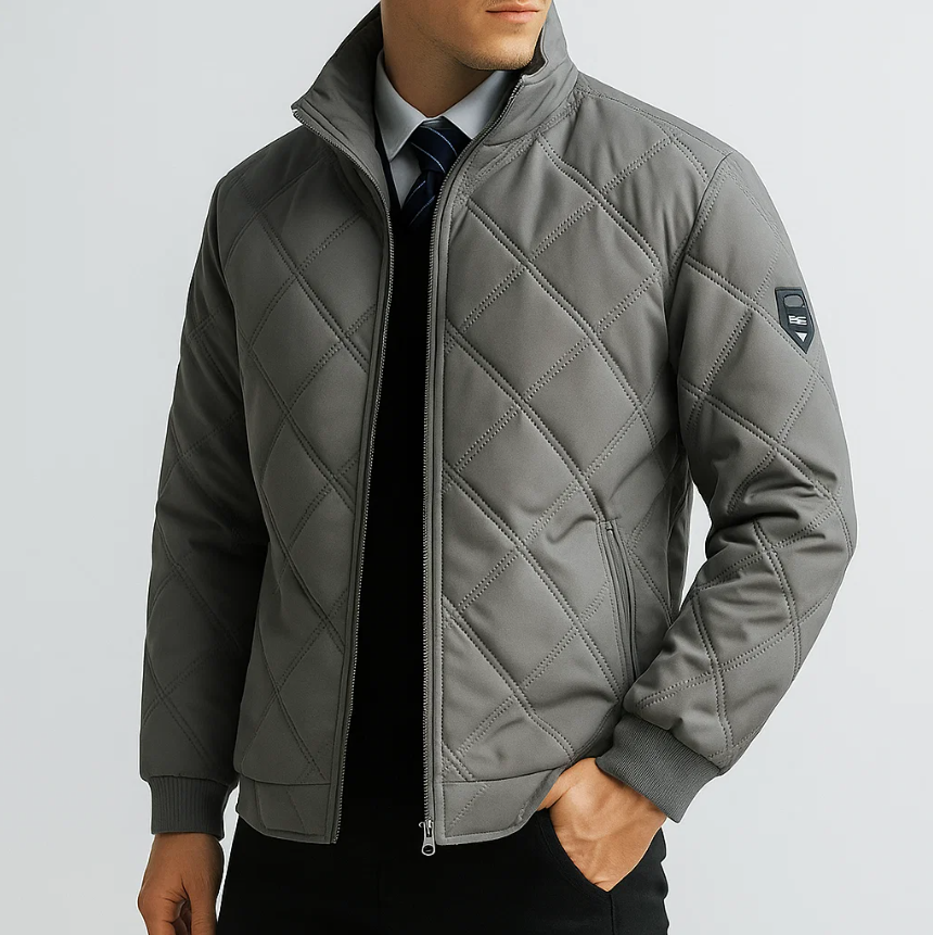 Men’s Quilted Fleece-Lined Jacket | Warm Winter Zip Jacket