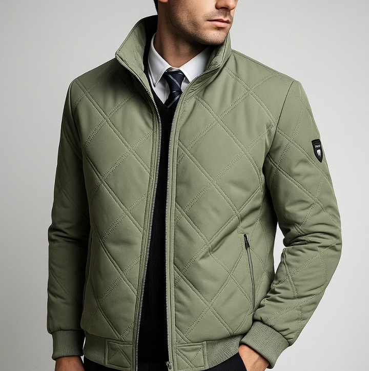 Men’s Quilted Fleece-Lined Jacket | Warm Winter Zip Jacket