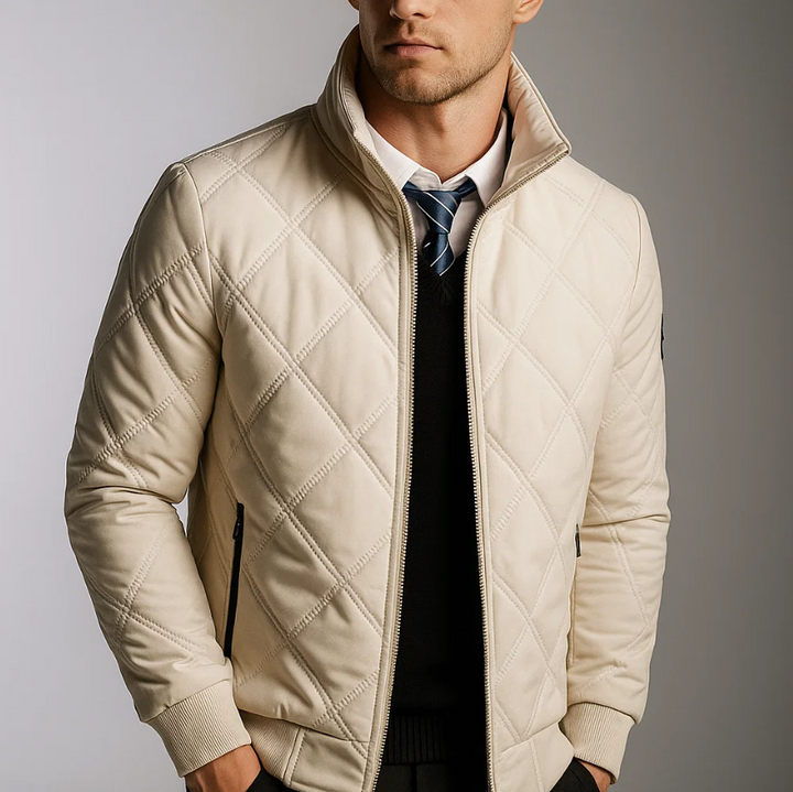 Men’s Quilted Fleece-Lined Jacket | Warm Winter Zip Jacket