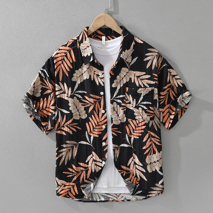 Men’s Leaf Print Short Sleeve Shirt