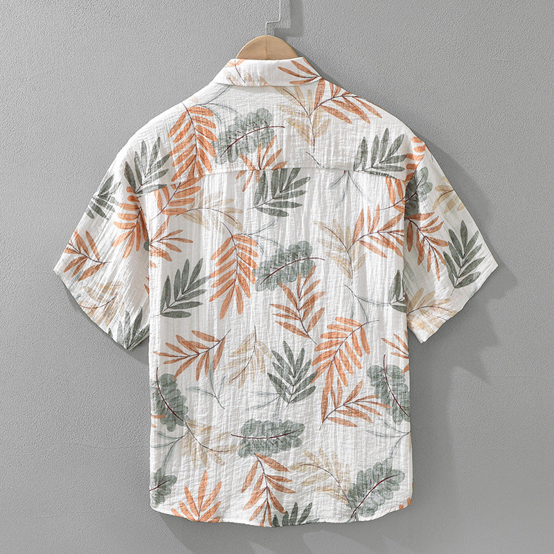 Men’s Leaf Print Short Sleeve Shirt