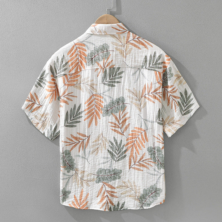Men’s Leaf Print Short Sleeve Shirt