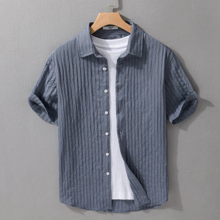 Men’s Textured Short Sleeve Shirt – Button-Up Design