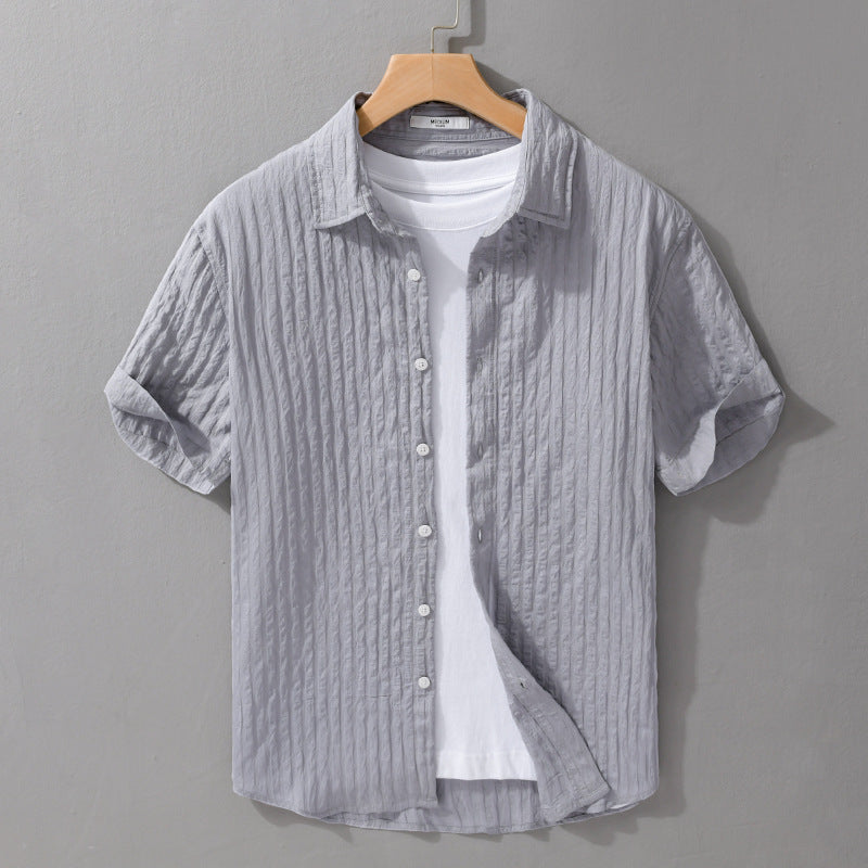 Men’s Textured Short Sleeve Shirt – Button-Up Design