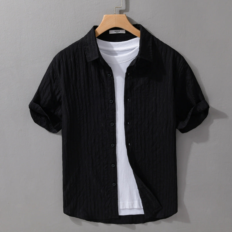Men’s Textured Short Sleeve Shirt – Button-Up Design
