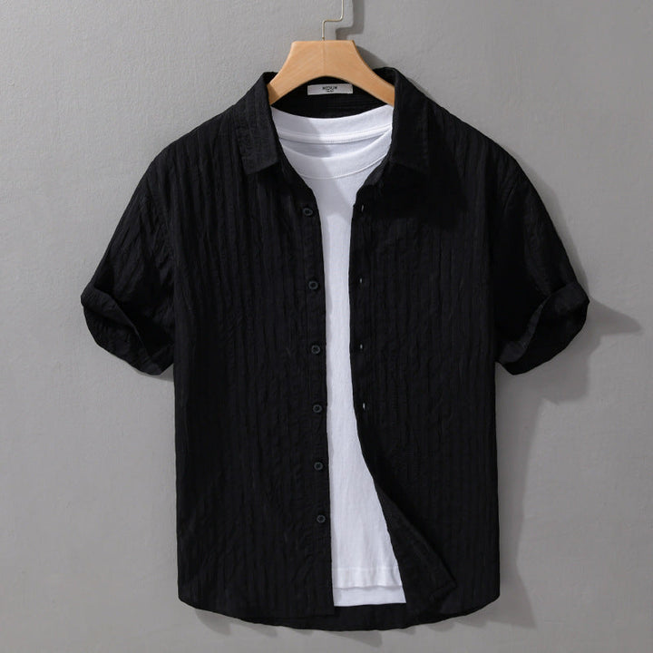 Men’s Textured Short Sleeve Shirt – Button-Up Design