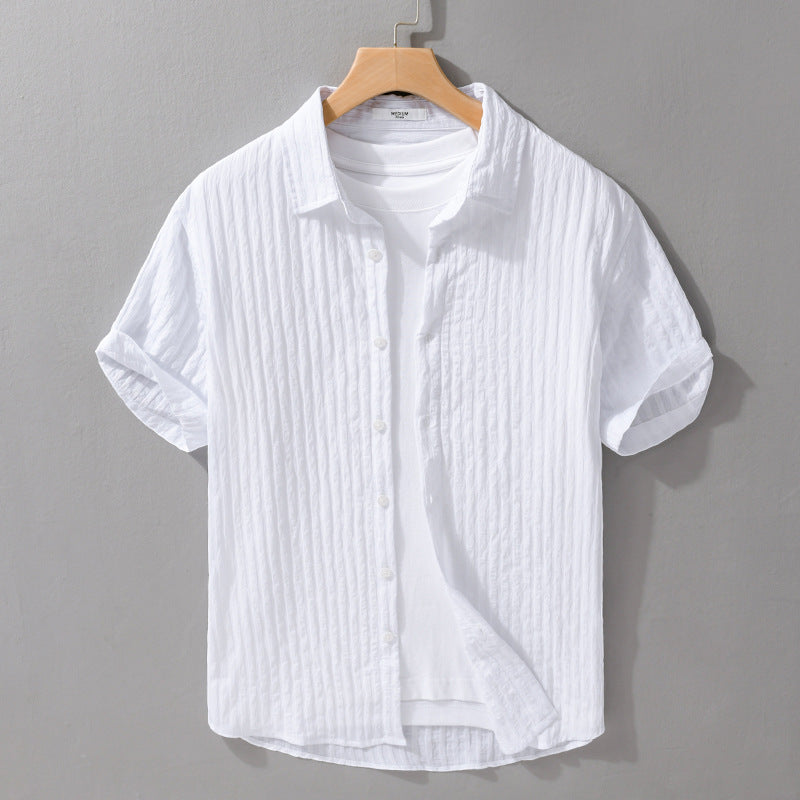Men’s Textured Short Sleeve Shirt – Button-Up Design