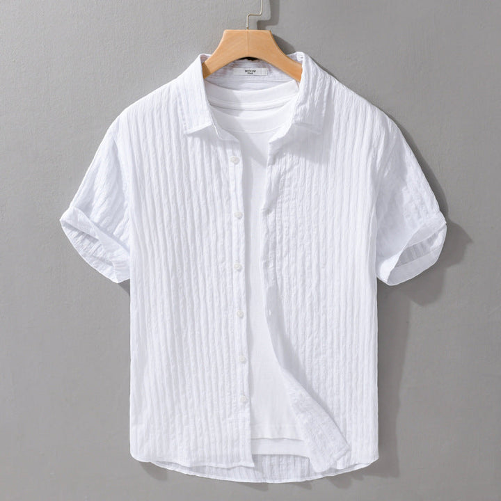 Men’s Textured Short Sleeve Shirt – Button-Up Design