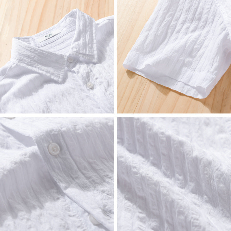 Men’s Textured Short Sleeve Shirt – Button-Up Design