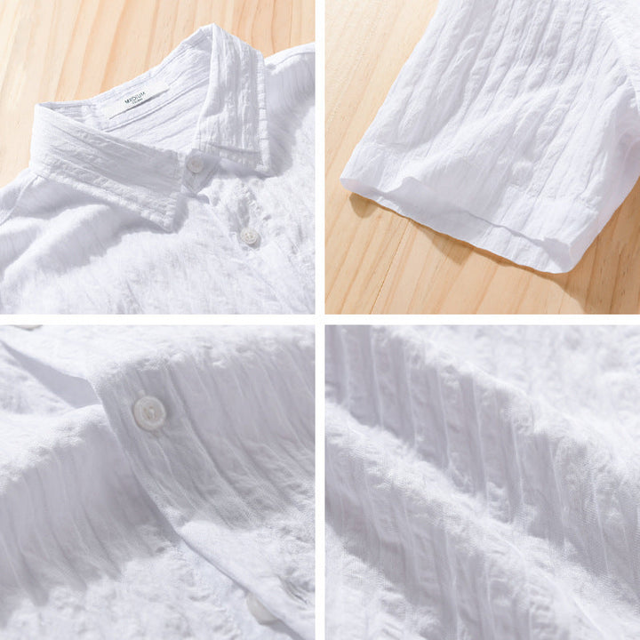 Men’s Textured Short Sleeve Shirt – Button-Up Design
