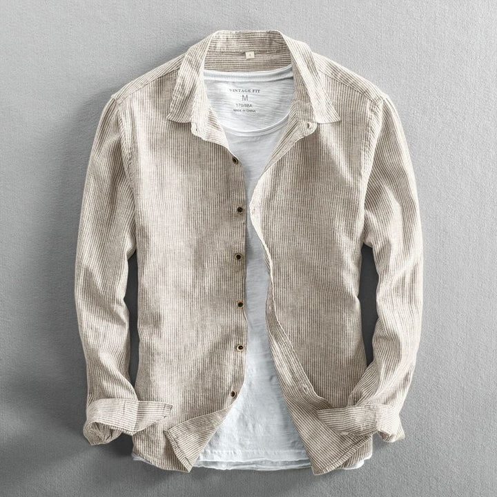 Men’s Linen Striped Shirt – Lightweight Long Sleeve
