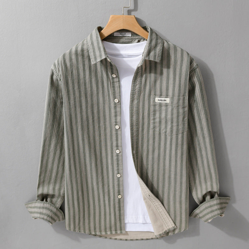 Men’s Striped Cotton Shirt – Classic Long Sleeve Fit