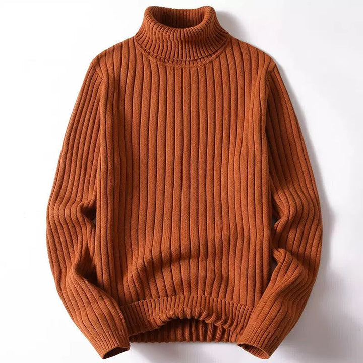 Ribbed Textured Comfortable Turtleneck Sweater