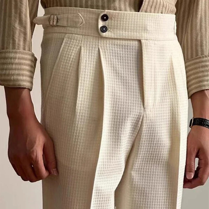 Men's Pleated Waffle Weave Tailored Gurkha Pants