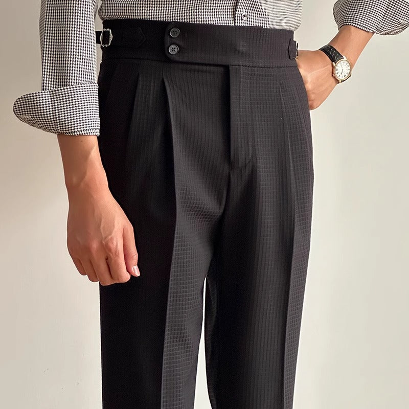 Men's Pleated Waffle Weave Tailored Gurkha Pants