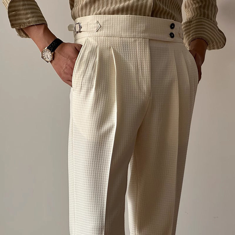 Men's Pleated Waffle Weave Tailored Gurkha Pants