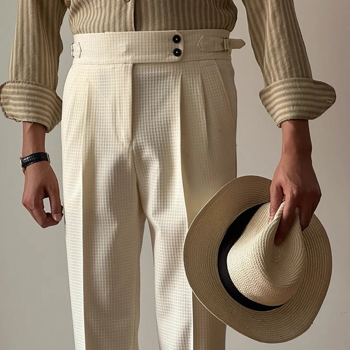 Men's Pleated Waffle Weave Tailored Gurkha Pants