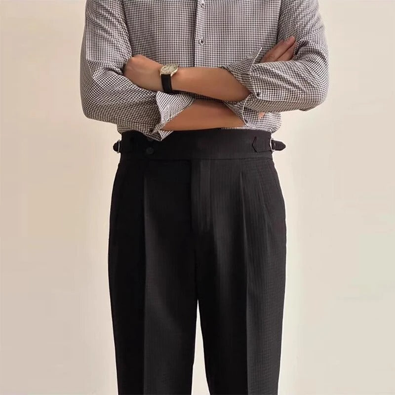 Men's Pleated Waffle Weave Tailored Gurkha Pants